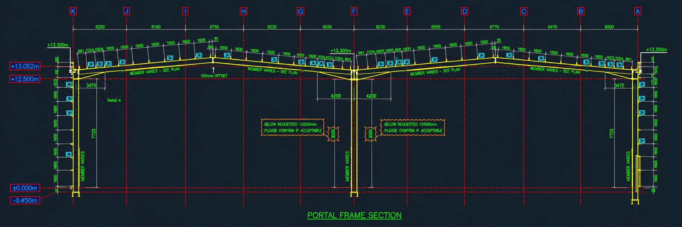 Neon Blueprint Portal Frame Section